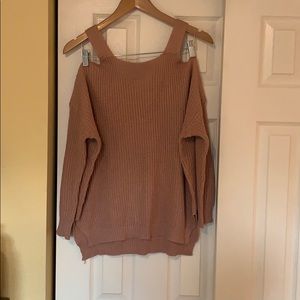 Pretty pink off the shoulder sweater!